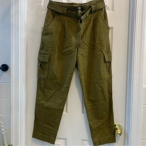 Gap High Rise Belted Cargo Khaki Pants in Moss Green Sz 8 Regular